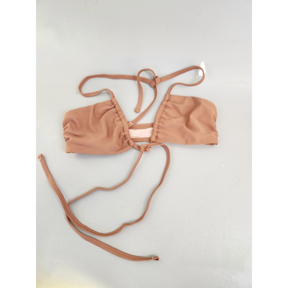 Cupshe Bikini 2pc Set Women Small Nude Brown Wrap Halter High Waisted Resortwear - Picture 2 of 8